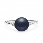 Inel cu perla naturala neagra din argint si cristale DiAmanti SK21367R_B-G